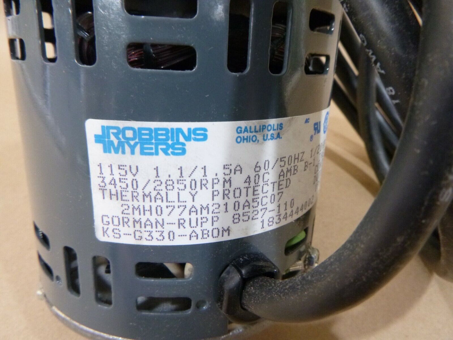 ROBBINS MYERS NAVAL MARINE A/C MOTOR 1/20HP 115V 50/60HZ GORMAN-RUPP 8527-110 | Industrial Electric Motors, Pumps &amp; Parts