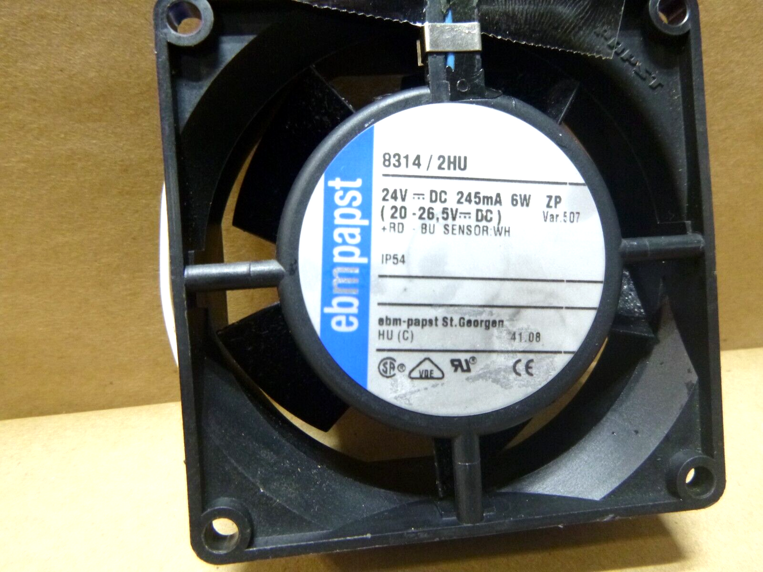 Ebmpapst 8314/2HU-507 Axial Fan 24VDC 80 x 80 x 32MM, 3 Wire Leads 47.1 CFM | Electrical MRO Replacement Parts &amp; Components and Commercial Electrical Supplies Company