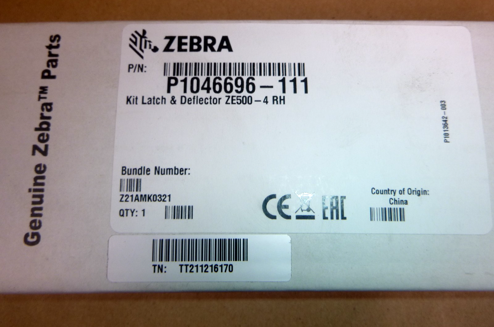 P1046696-111 Genuine Zebra ZE500-4 Latch &amp; Deflector Kit RH