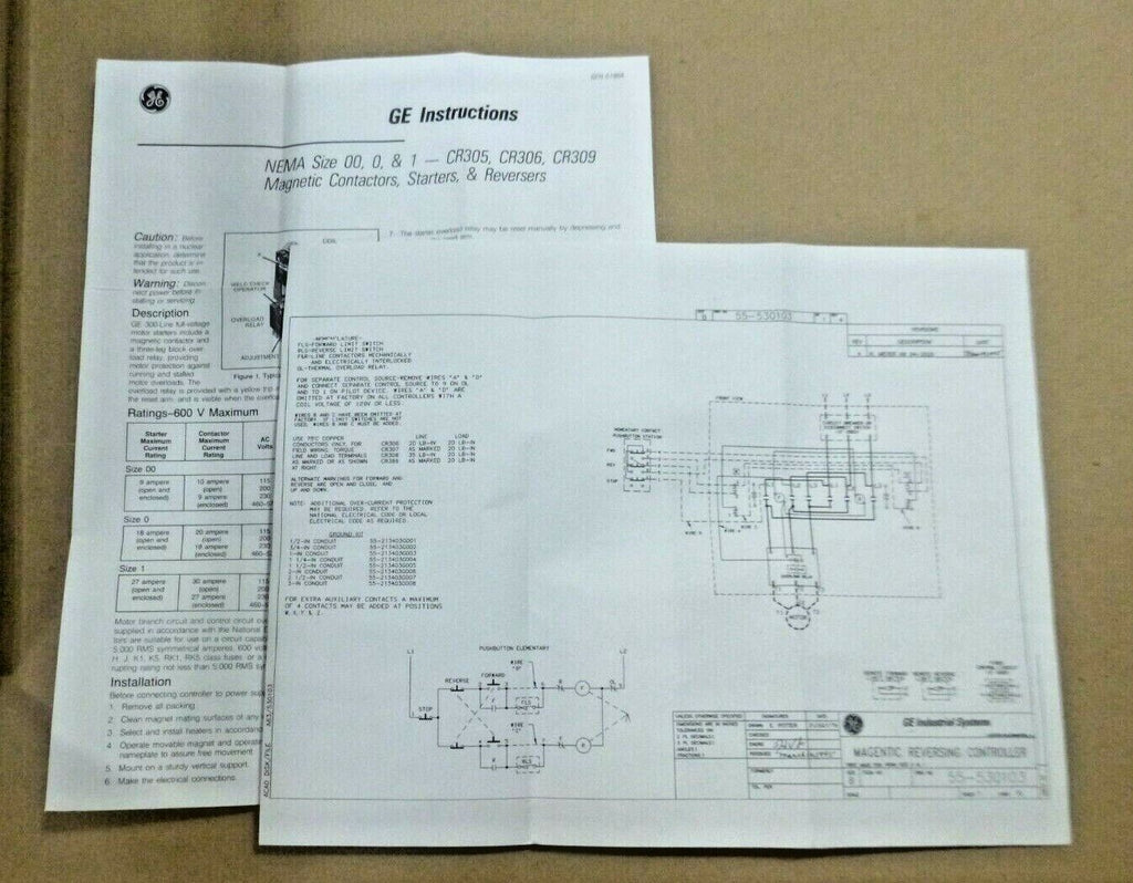 New GE CR309B402 Magnetic Starter Reverser Size 0, 3P 600V 120VAC Coil w/ Nema 4 | Electrical MRO Replacement Parts & Components and Commercial Electrical Supplies Company