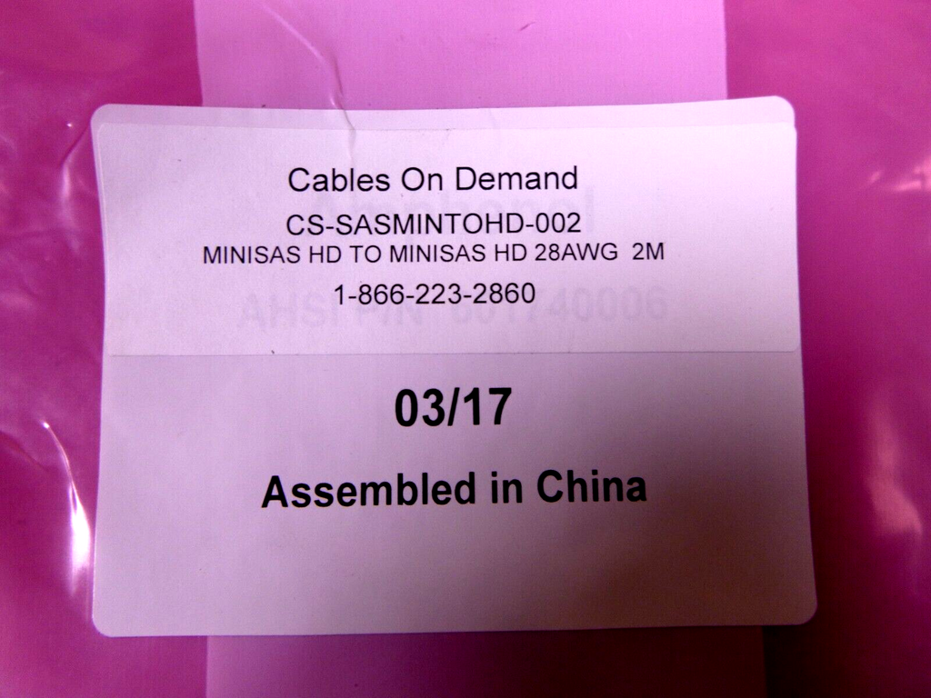Amphenol Computer Cables MINISAS HD TO MINISAS HD 28awg 2Meter CS-SASMINTOHD-002 | Electrical MRO Replacement Parts & Components and Commercial Electrical Supplies Company