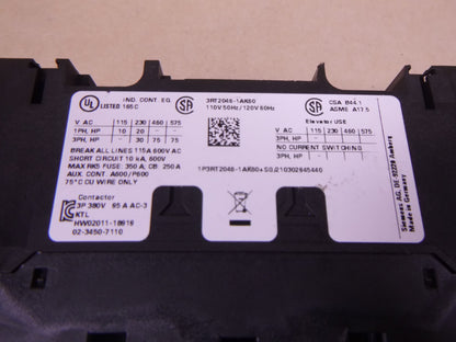 Siemens 3RT2046-1AK60 Contactor 95 Amp 400V 45kW , 110/120V 50/60Hz | Electrical MRO Replacement Parts &amp; Components and Commercial Electrical Supplies Company