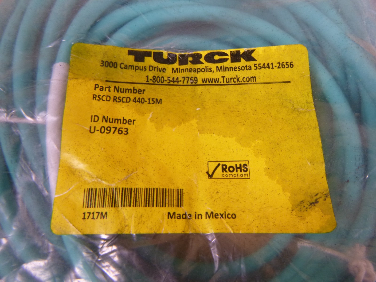 TURCK RSCD RSCD 440-15M, 4-Pin Double End ETHERNET CORDSET 15M U-09763 | Electrical MRO Replacement Parts &amp; Components and Commercial Electrical Supplies Company
