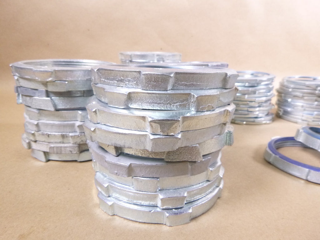 77 Pcs Assorted 3" Inch Steel Conduit Lock Nuts, All Metal, Galvanized & Sealing | Industrial Replacement Nuts & Bolts Distributor and Machinery Screws & Fasteners Supply