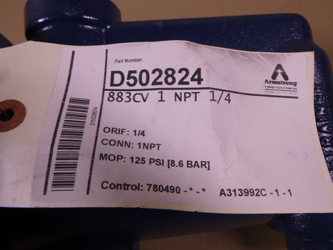 Armstrong 883CV Inverted Bucket Steam Trap, 1" NPT, 1/4" Orif, 125PSI, D502824