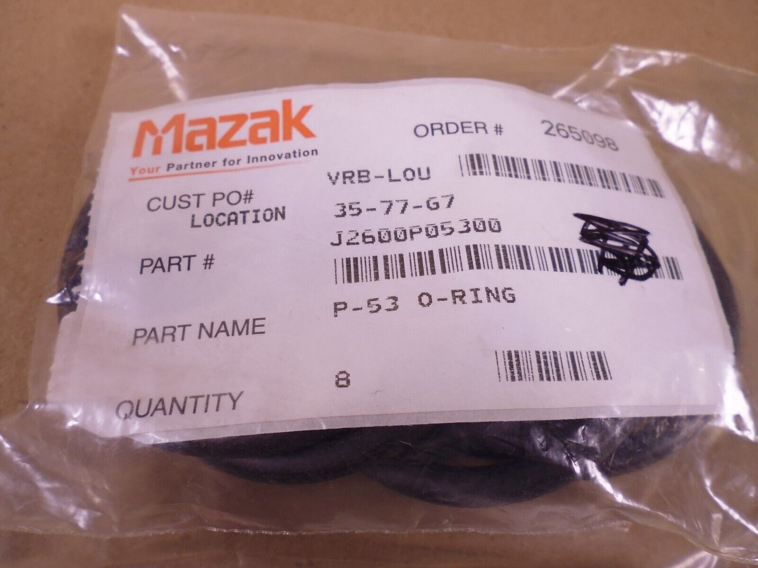 (9 PACK) OEM MAZAK J2600P05300 O-Ring P-53 | Industrial MRO Replacement Parts, Manufacturing Machine Parts &amp; Components, Heavy Equipment Parts Supplier