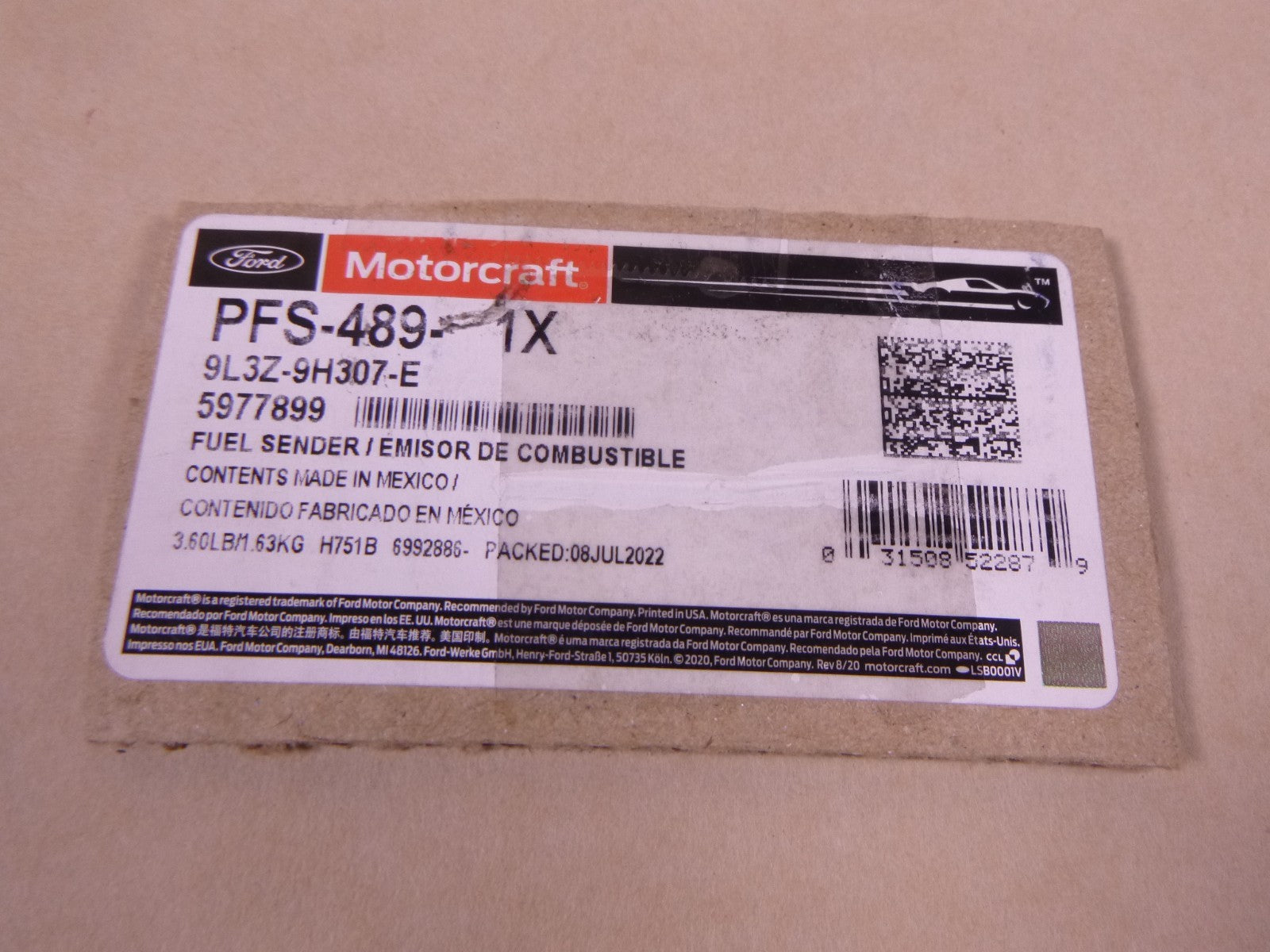Motorcraft OEM 2009 - 2014 Ford F-150 F150 Fuel Gas Pump Sender 9L3Z-9H307-E