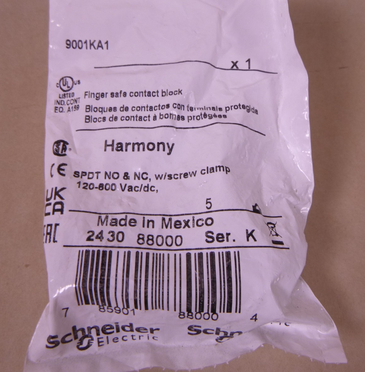 Schneider 9001KA1 Harmony Contact Block SPDT NC/1NO , Ser K (Lot Of 6)