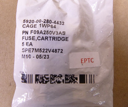 5x Eaton F09A250V3AS, 250 Volt 3 Amp Silver Plated Military Qualified Fuse | Electrical MRO Replacement Parts &amp; Components and Commercial Electrical Supplies Company