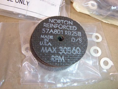 (60 Pcs.) NORTON Abrasive 2" Cut - Off Wheel 1/4" Hole, 1/16" Thick, 80 Grit, USA - Royal Equipment NORTON