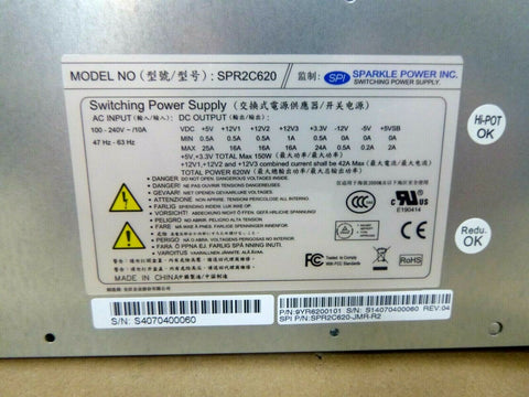 620 - Watts ATX12V Hot Swap 1+1 Redundant 2U Switching Power Supply SPR2C620 - Royal Equipment SPARKLE POWER