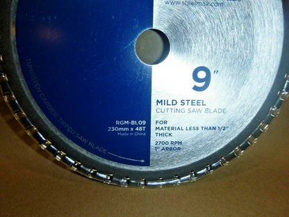 9" Tungston Carbide-Tipped Circular Mild Steel Saw Blade 48T, 1" Arbor, 2700 Rpm | Industrial MRO Tools and Replacement Industrial Equipment Components