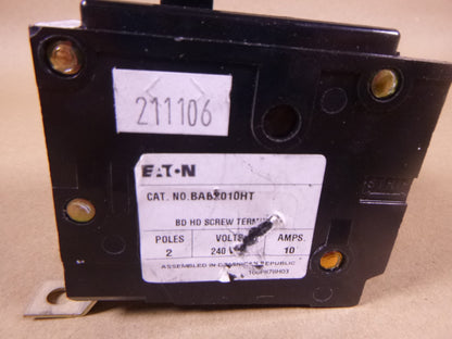 Eaton BAB2010HT Bolt-On Circuit Breaker 2-Pole 10A 240VAC BAB | Electrical MRO Replacement Parts &amp; Components and Commercial Electrical Supplies Company