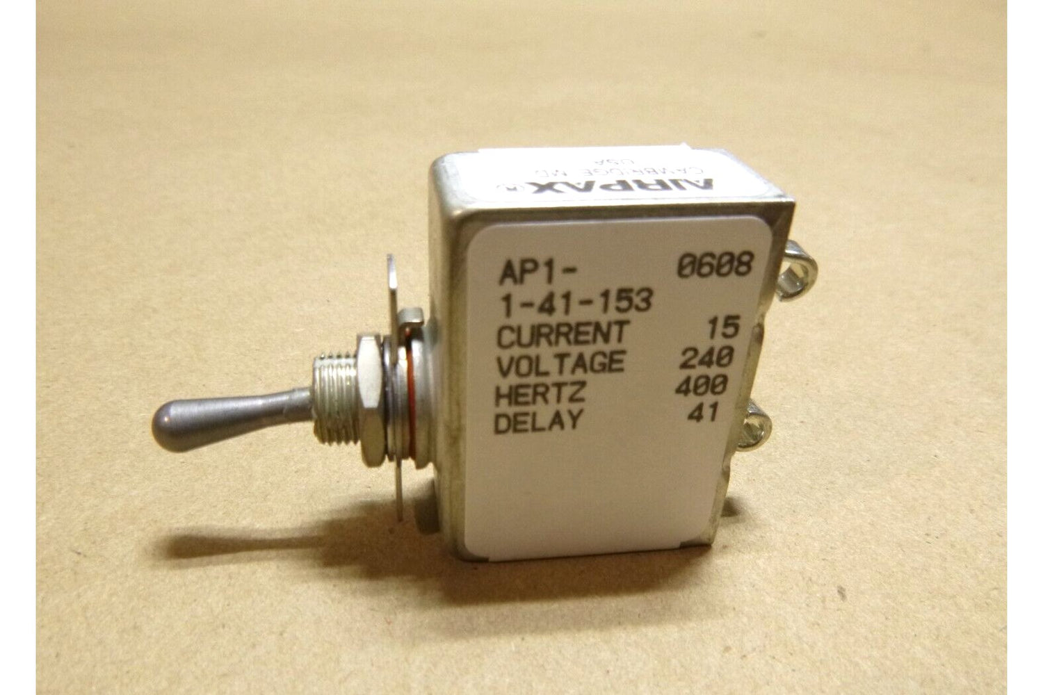 Airpax AP1-1-41-153 Magnetic Circuit Breaker 15A, 240VAC, Hook Terminals, 400 Hz | Electrical MRO Replacement Parts &amp; Components and Commercial Electrical Supplies Company