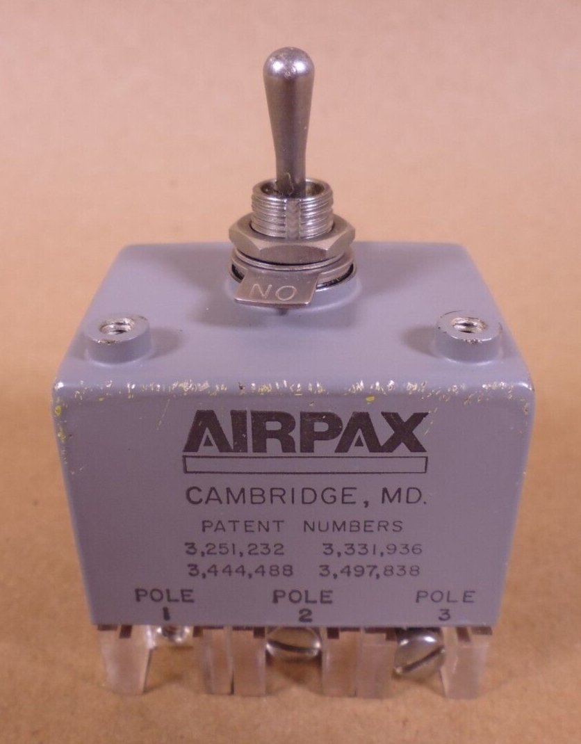 Airpax AP1167064-258 Circuit Breaker 20A 3Pole 50/240V 400DC HZ MIS-31510/258 | Electrical MRO Replacement Parts &amp; Components and Commercial Electrical Supplies Company