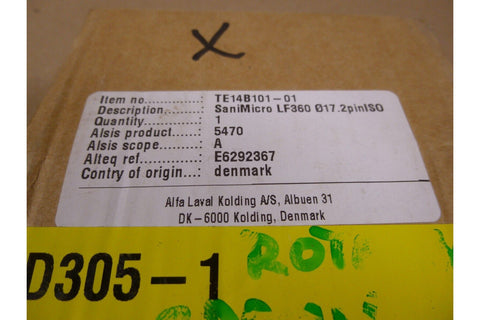 Alfa Laval TE14B101 - 01 SaniMicro 360 Low Flow 017.2pinISO Stainless Clip - On - Royal Equipment Royal Equipment