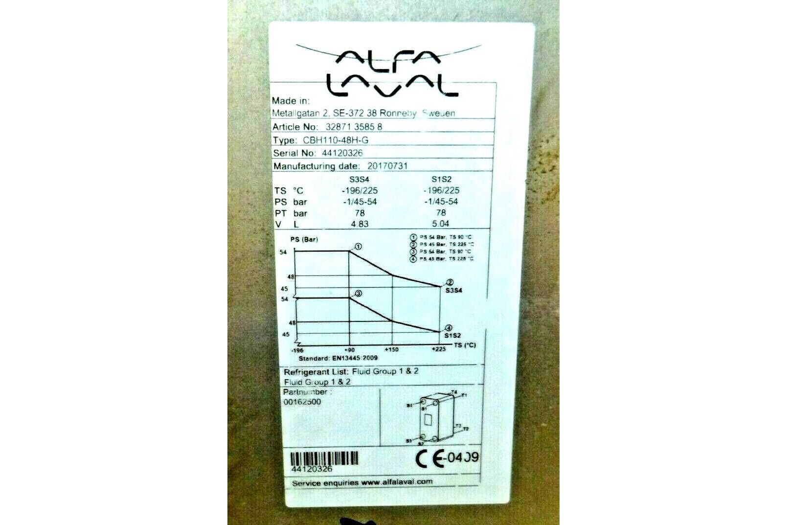 ALPHA LAVAL Lube Oil Cooler / Brazed Plate Heat Exchanger CBH110-48H-G | Industrial MRO Replacement Parts, Manufacturing Machine Parts &amp; Components, Heavy Equipment Parts Supplier