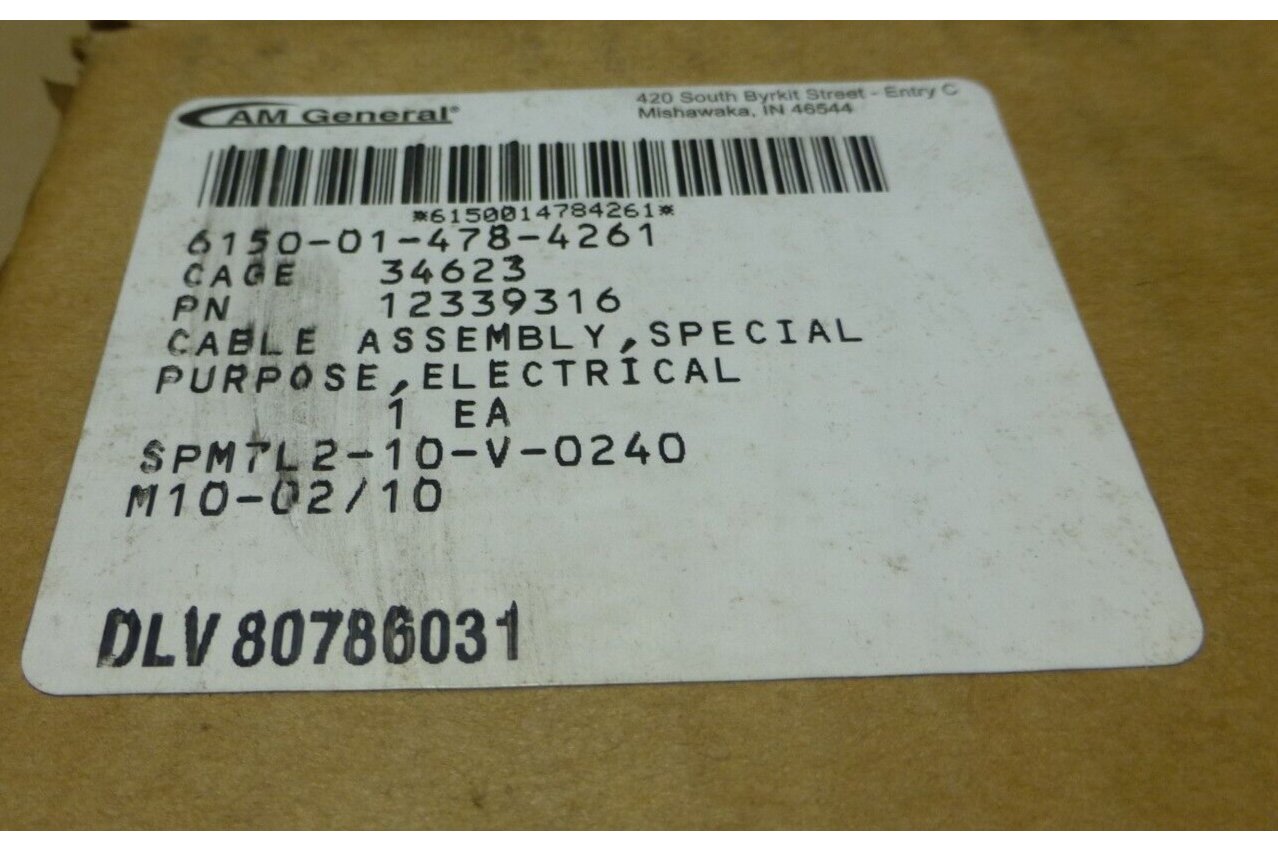 AM General HMMWV Humve 31" Starter to Power Stud Cable 12339316 6150-01-478-4261 | Genuine HMMWV Replacement Parts and Military Surplus Humvee Parts &amp; Accessories