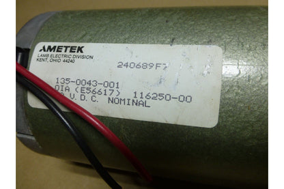 AMETEK 135-0043-001 50VDC DC MOTOR 0IA E56617 116250-00 , 6105-01-117-7634 | Industrial Electric Motors, Pumps &amp; Parts