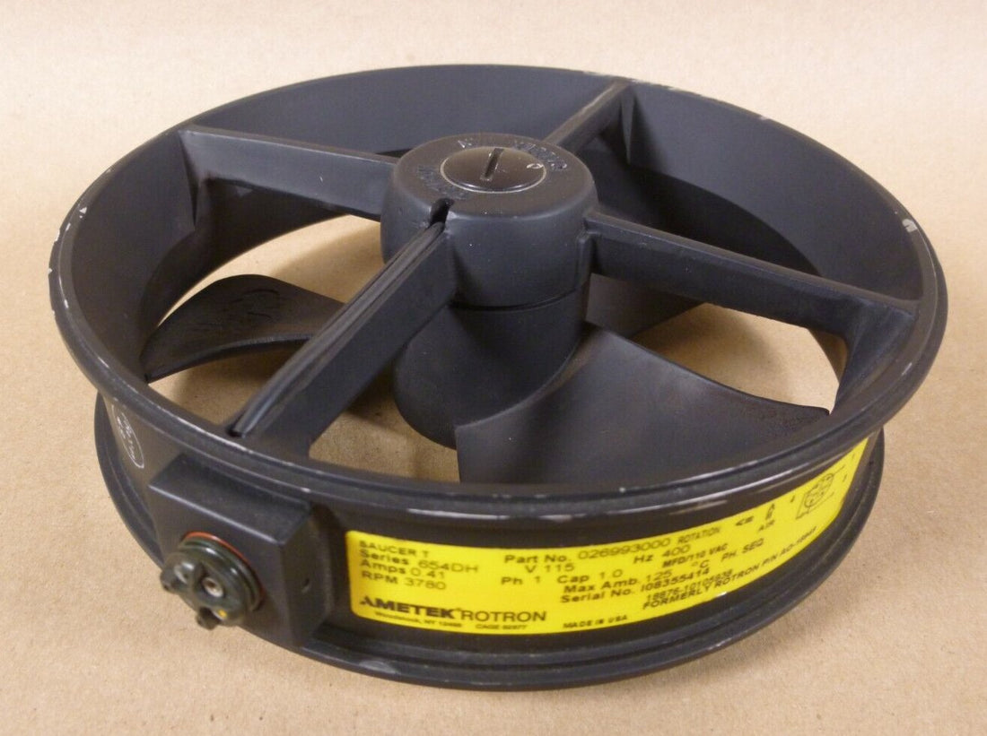 Ametek Rotron 026993000 Saucer T Tubeaxial Fan 654DH 400HZ 115V 3780RPM 1PH | Industrial MRO Replacement Parts, Manufacturing Machine Parts &amp; Components, Heavy Equipment Parts Supplier