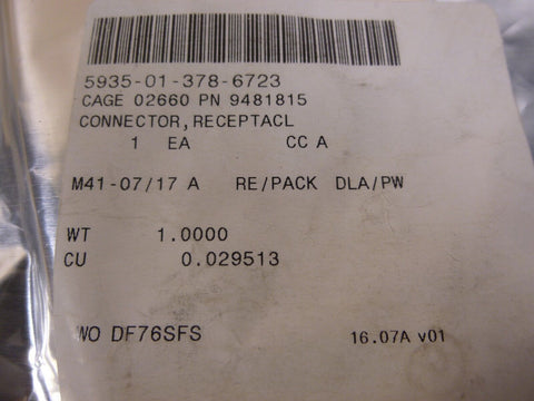 Amphenol 94 - 818 - 15 Electrical Receptacle Connector , 5935 - 01 - 378 - 6723 - Royal Equipment Amphenol