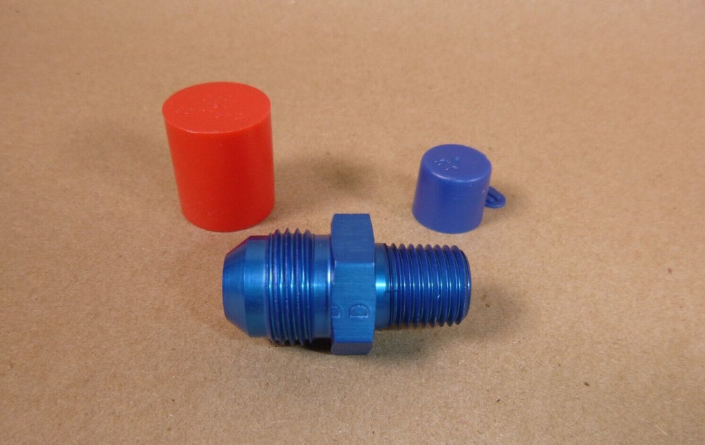 AN816 - 7D Nipple Fitting 1/4" Pipe to 1/2" Tube - Anodized Aluminum - Blue - Royal Equipment MIL