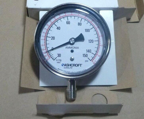 Ashcroft 1009SW 3½˝ Stainless Steel Ammonia Pressure Gauge 0 - 150 Psi - Royal Equipment ASHCROFT