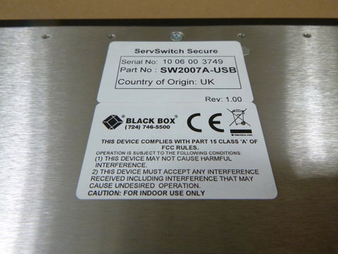 BLACK BOX SW2007A - USB SERVSWITCH SECURE 2 - PORT USB SECURE UNSECURE COMPUTER - Royal Equipment Black Box