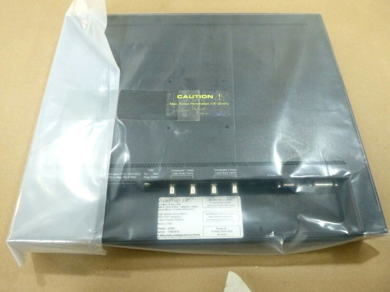 Boland Communications View Port 19" NTSC / PAL / PC Multi Sync Video Monitor USA | Industrial MRO Replacement Parts, Manufacturing Machine Parts &amp; Components, Heavy Equipment Parts Supplier