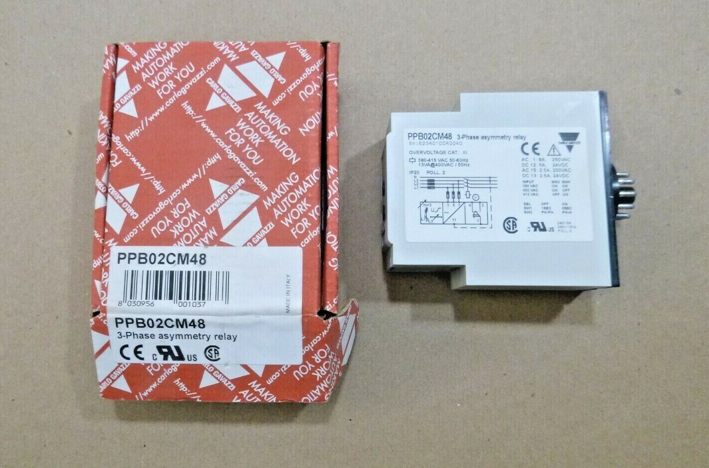 Carlo Gavazzi PPB02CM48 Monitoring Relay 3-Phase Asymmentry, 5A, SPDT,380-480VAC | Electrical MRO Replacement Parts &amp; Components and Commercial Electrical Supplies Company