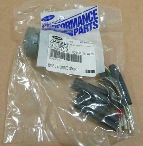 CARRIER TRANSICOLD 22 - 01892 - 01 MOTOR W/ WIRE RECEPTACLE FOR 69NT20 - 531 - 300 - Royal Equipment CARRIER