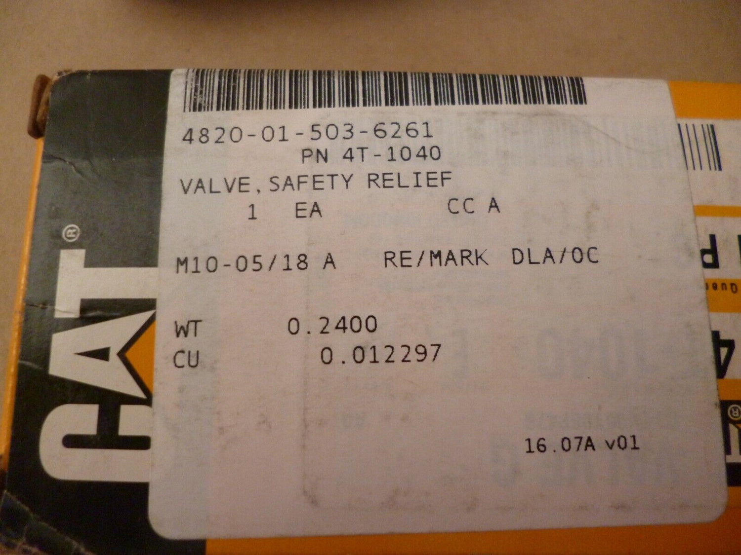 CATERPILLAR CAT SAFETY RELIEF VALVE 4T-1040 PART OF 6E-2588 HYDRAULIC VALVE | Industrial Tractor Parts Supplier and Surplus Tractor Parts &amp; Accessories