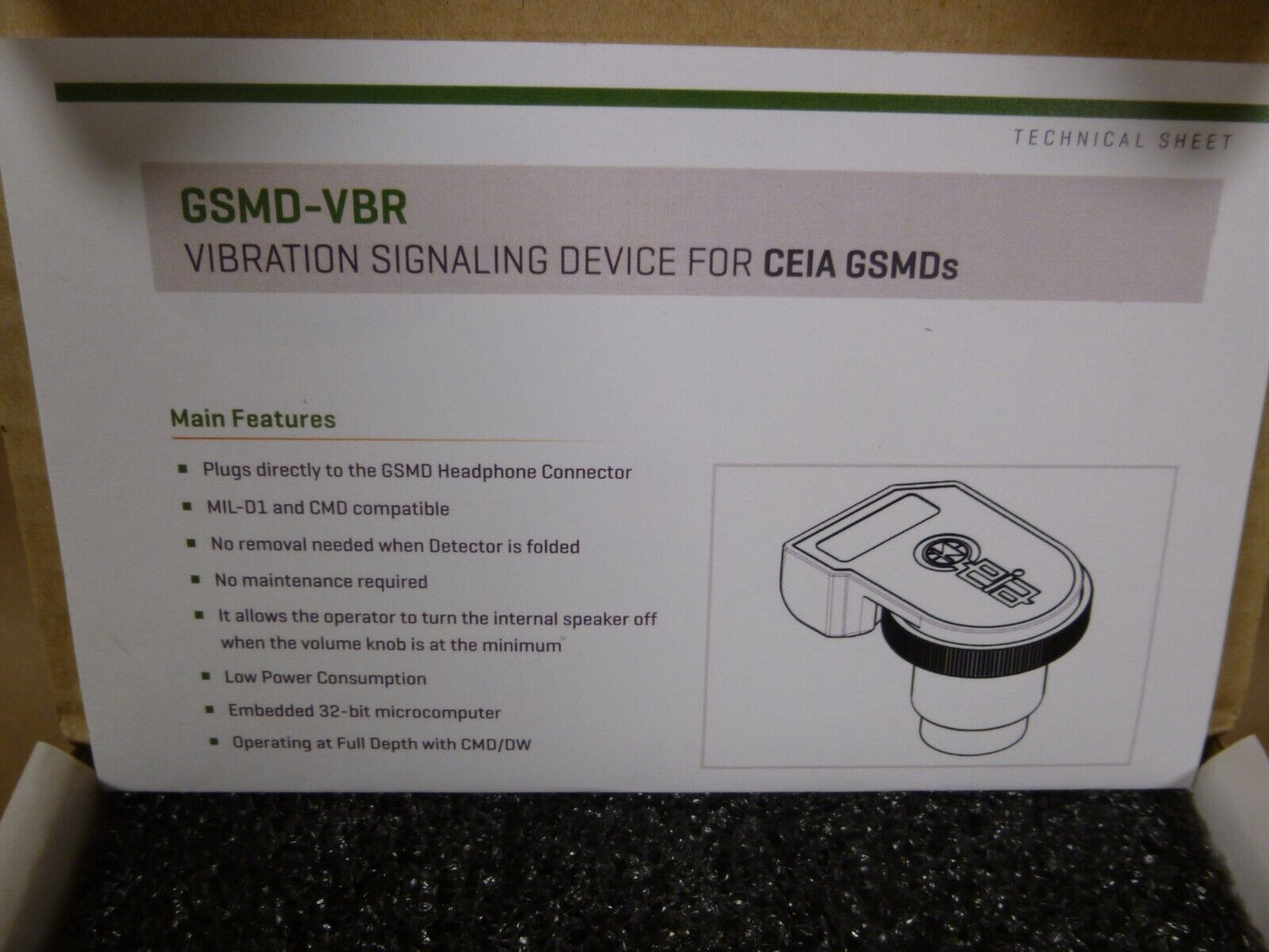 CEIA GROUND SEARCH METAL DETECTOR VIBRATING SIGNALING DEVICE (GSMD -VBR) | Industrial MRO Tools and Replacement Industrial Equipment Components