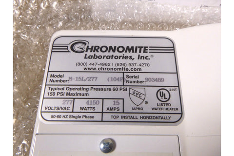 Chronomite M - 15L/277 Point - of - Use Thermostatic Tankless Water Heater 277V 15A - Royal Equipment Royal Equipment