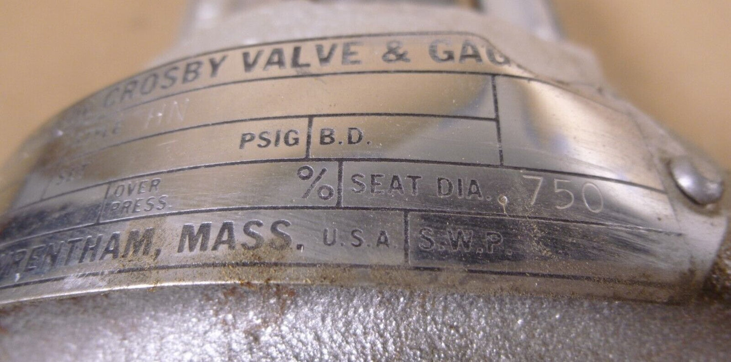 Crosby USA 41261 Safety Relief Valve , Style HN , 1-1/2" F 2-1/2" , Seat .750 | Industrial MRO Replacement Parts, Manufacturing Machine Parts &amp; Components, Heavy Equipment Parts Supplier