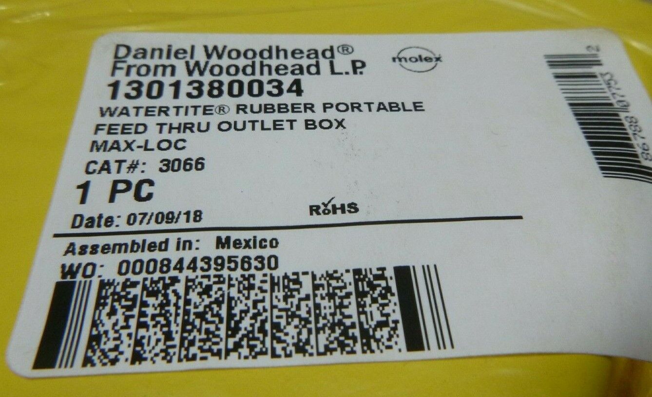 DANIEL WOODHEAD 3066 WATERTITE RUBBER PORTABLE FEED THRU OUTLET BOX FS/FD 4-1/4" | Industrial MRO Replacement Parts, Manufacturing Machine Parts &amp; Components, Heavy Equipment Parts Supplier