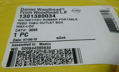 DANIEL WOODHEAD 3066 WATERTITE RUBBER PORTABLE FEED THRU OUTLET BOX FS/FD 4-1/4" | Industrial MRO Replacement Parts, Manufacturing Machine Parts &amp; Components, Heavy Equipment Parts Supplier