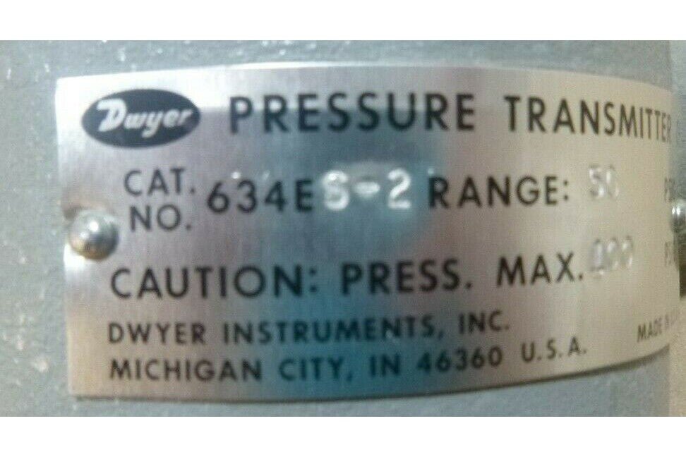 Dwyer 634ES-2 Adjustable Range Pressure Transmitter, 50-100 psi Range , USA MADE | Industrial MRO Replacement Parts, Manufacturing Machine Parts &amp; Components, Heavy Equipment Parts Supplier