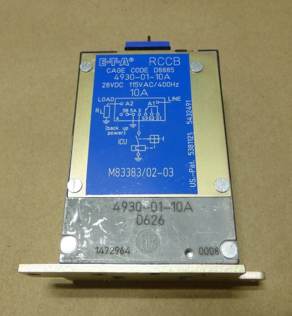 E-T-A 4930-01-10A Remote Control Circuit Breaker RCCB M83383/02-03 10A 400Hz | Electrical MRO Replacement Parts &amp; Components and Commercial Electrical Supplies Company