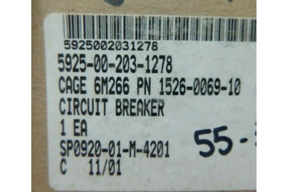 EATON AEROSPACE 1526 - 000 - 10 10 AMP CIRCUIT BREAKER GC885C10 , 5925 - 00 - 203 - 1278 - Royal Equipment Royal Equipment