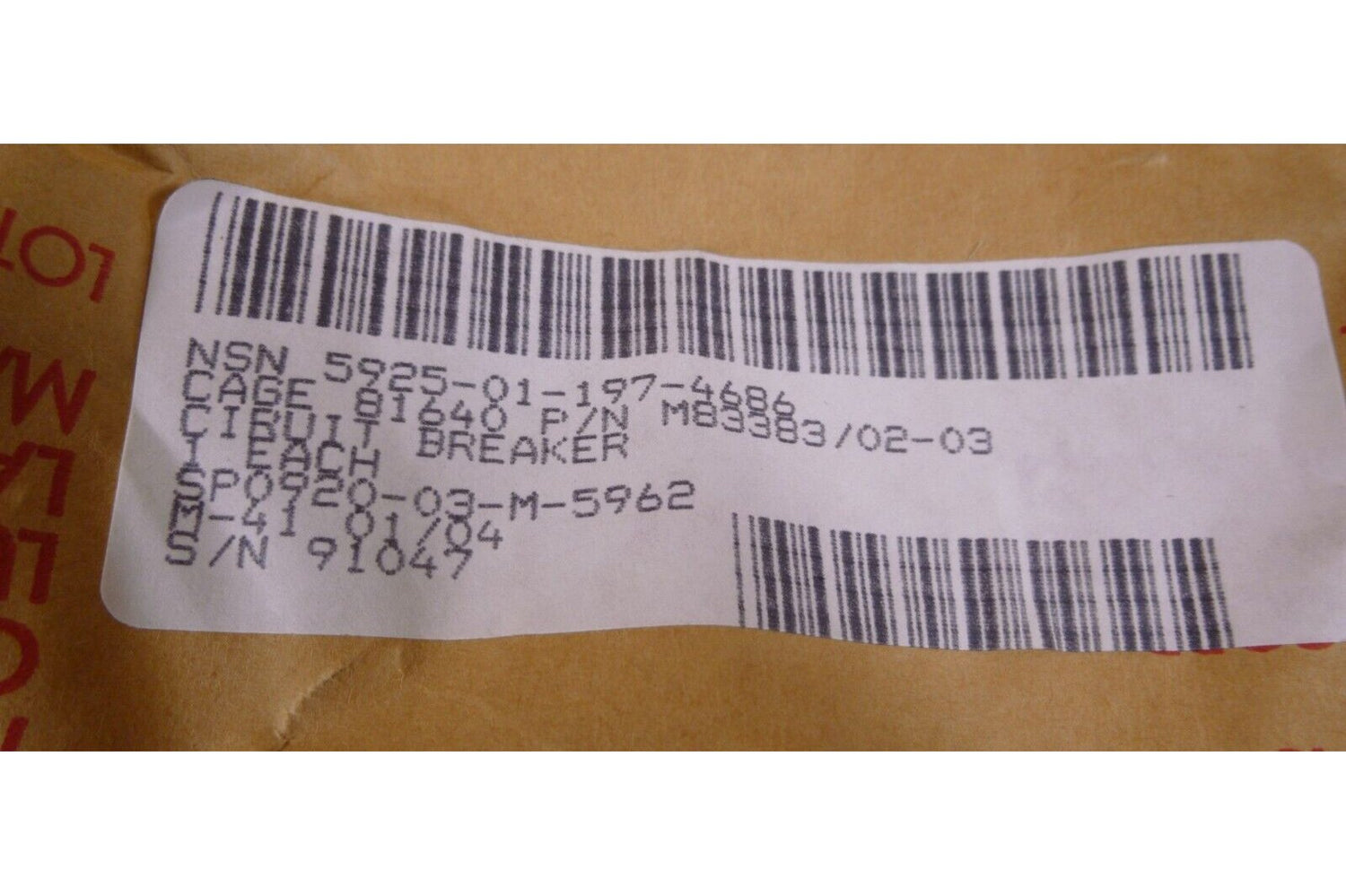 Eaton M83383/02-03 Remote Control Circuit Breaker 10A 28VDC 400Hz SM600BA10A1 | Electrical MRO Replacement Parts &amp; Components and Commercial Electrical Supplies Company