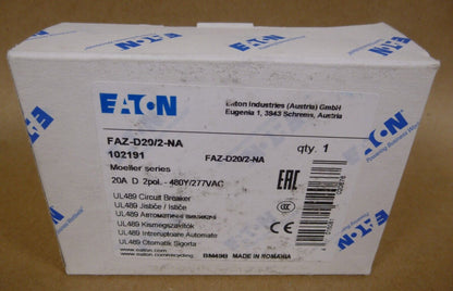 EATON MOELLER FAZ-D20/2-NA Circuit Breaker 2 Pole 20 AMP 480Y/277VAC , 102191 | Electrical MRO Replacement Parts &amp; Components and Commercial Electrical Supplies Company