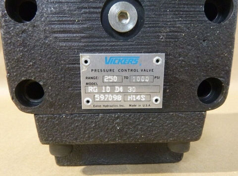 Eaton Vickers RG - 10 - D4 - 30 Manual Pressure Control Valve 250 - 1000 Psi, RG10D430 - Royal Equipment Vickers