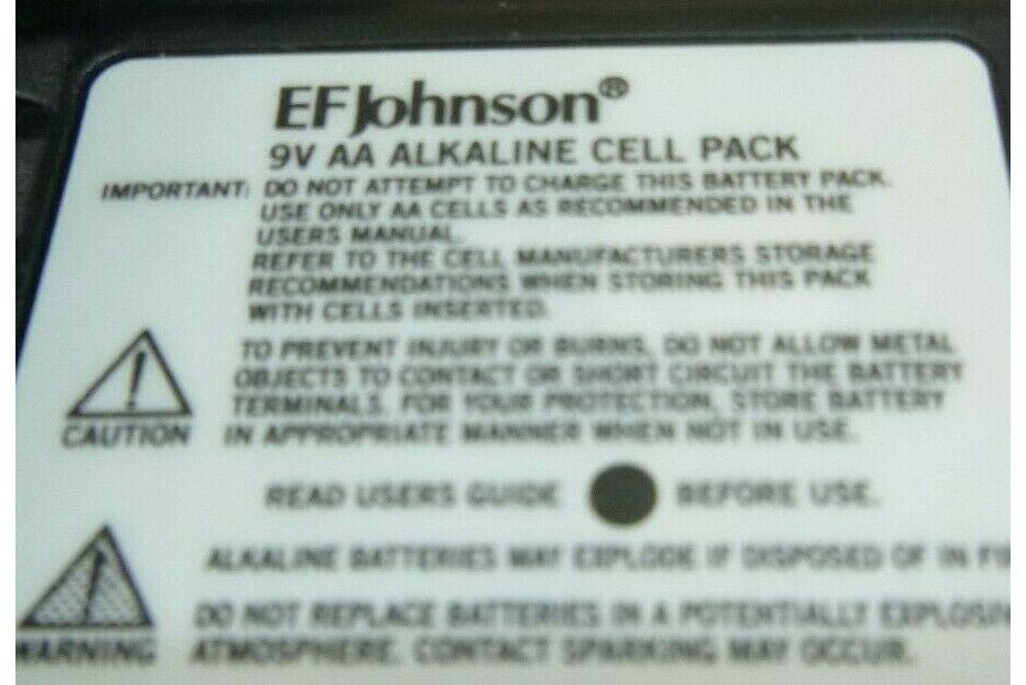 EF JOHNSON 250-5100-281 9V AA ALKALINE REPLACEABLE BATTERY PACK FOR 5100 RADIOS | Industrial MRO Replacement Parts, Manufacturing Machine Parts &amp; Components, Heavy Equipment Parts Supplier