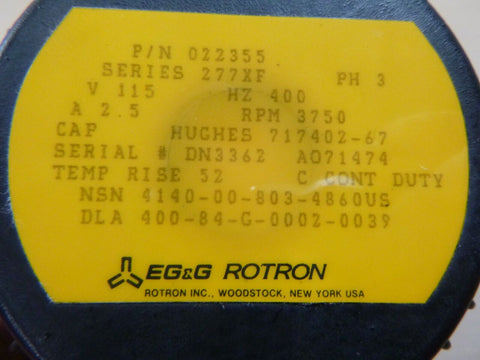 EG&G ROTRON 022355 277XF CENTRIFUGAL FAN BLOWER 3PH 400HZ 115V 717402 - 67 - Royal Equipment EG&G ROTRON