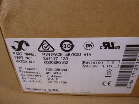 Eltek Valere Minipack 48/800 WIR 241117.130 Power Module Supply , 52.5V/15A - Royal Equipment ELTEK