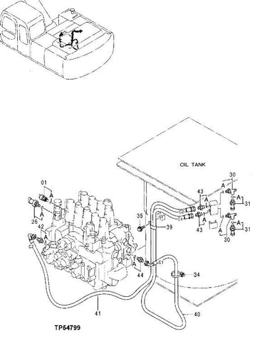 Fits John Deere AT213995 Oil Tank Control Valve Hydraulic Hose 200LC, 230LC, 230LCR - Royal Equipment JOHN DEERE