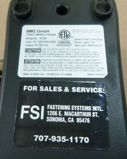 FSI F-4000A BATTERY CHARGER NiCd + NiMH 110V/12V FOR PT-4000 BLIND RIVETER | Industrial MRO Tools and Replacement Industrial Equipment Components