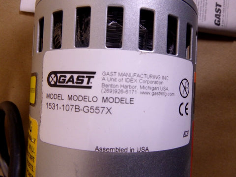 Gast 1531 - 107B - G557X Rotary Vane Compressor & Vacuum Pump Combination 15 Psi Max - Royal Equipment GAST