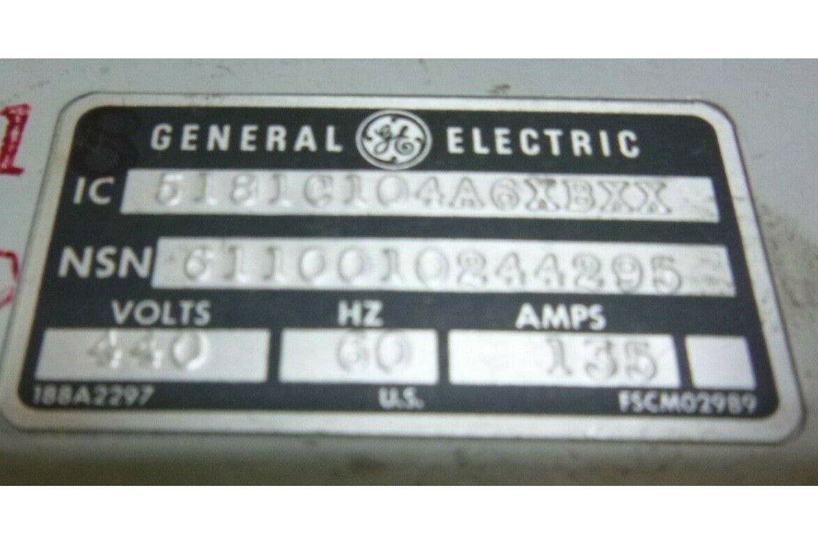 GENERAL ELECTRIC IC5181D104A6XBXX NAVAL SHIP MAGNETIC CONTACTOR 6110-01-024-4295 | Industrial MRO Replacement Parts, Manufacturing Machine Parts &amp; Components, Heavy Equipment Parts Supplier